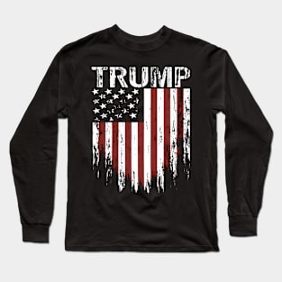 Trump 2024 America Usa Grunge Flag Long Sleeve T-Shirt